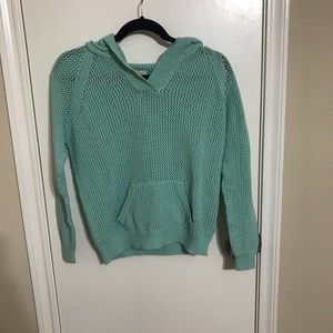 LIGHT TURQUOISE KNITTED HOODIE